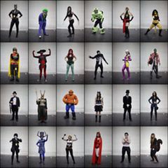 Visitors to the London Super Comic Convention dress as their favorite Marvel comic characters.